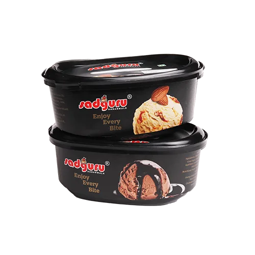 Sadguru 750 ml tubs stacked and ready